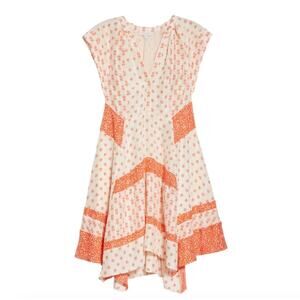 Rebecca Taylor Block Print Mix Silk Dress Size 6 Flawed